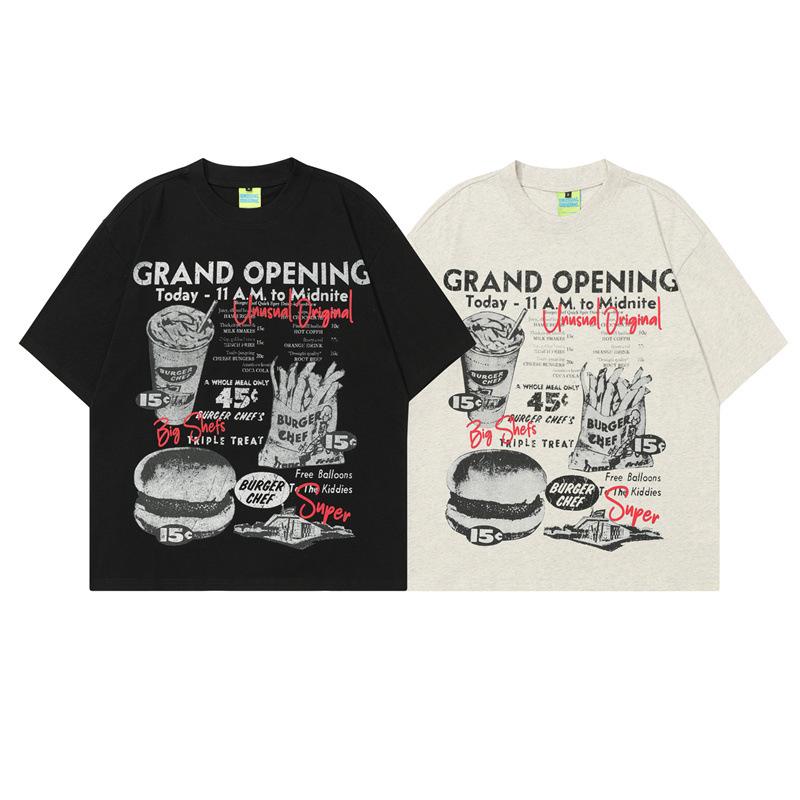 Trendy Summer New American Retro Personalized Outdoor Camping Design Printed Men's and Women's Loose T-shirts