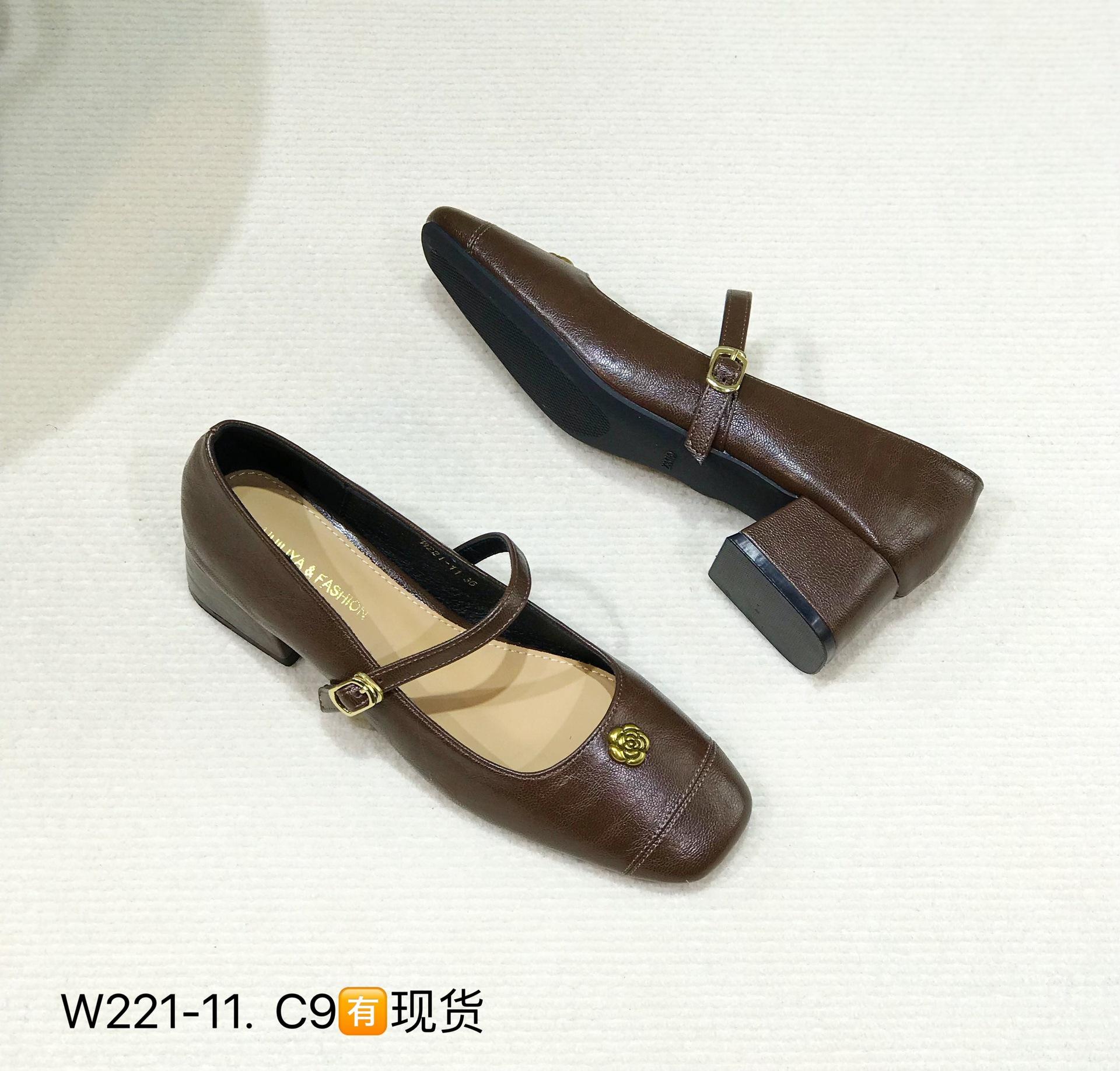 

Huiliya French temperament Mary Jane single shoes women s 2025 new skirt small fragrant wind laden shoes women W221-11 40 коричневый
