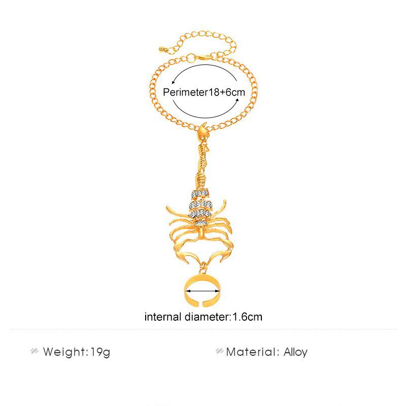 Retro- und trendiges Einzelmetallarmband mit übertriebener Persönlichkeit und mikroeingelegtem dreidimensionalem Skorpion-Fingerarmband für Frauen