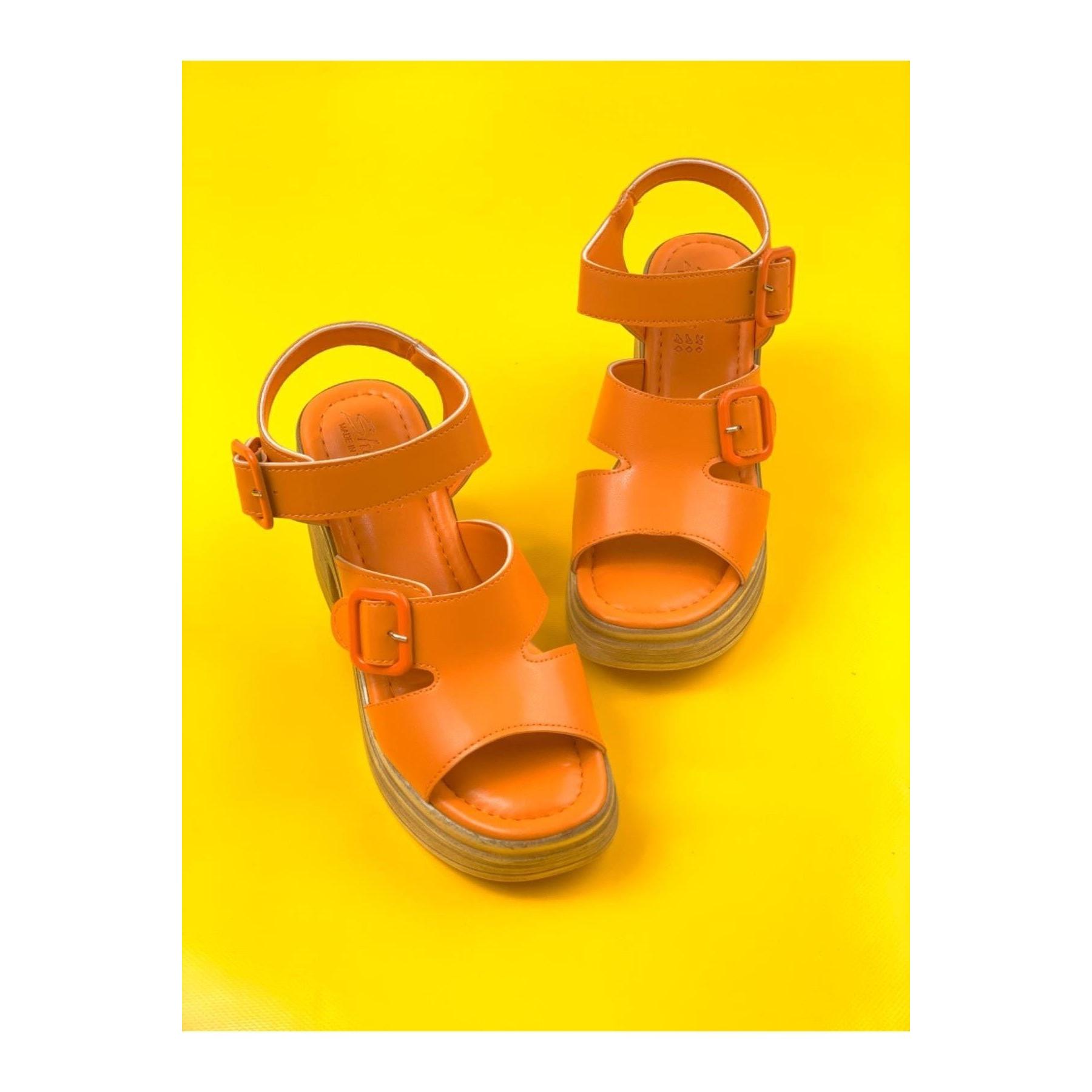 

Женские оранжевые ортопедические босоножки на высоком каблуке, новый сезон 2023, высококачественная женская обувь, повседневная обувь