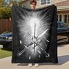 1pc Sword Leaf Light  - Throw Blanket, Soft, Flannel Blankets, Living Room,  All Seasons Use-1021181