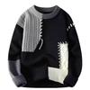 Men's Patchwork Color Block Wool Sweater - Winter Casual Loose Fit