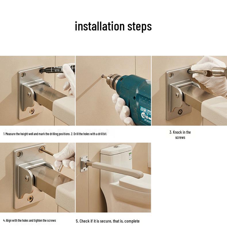 Folding Safety Handrail for Elderly and Disabled - Bathroom Accessibility Aid
