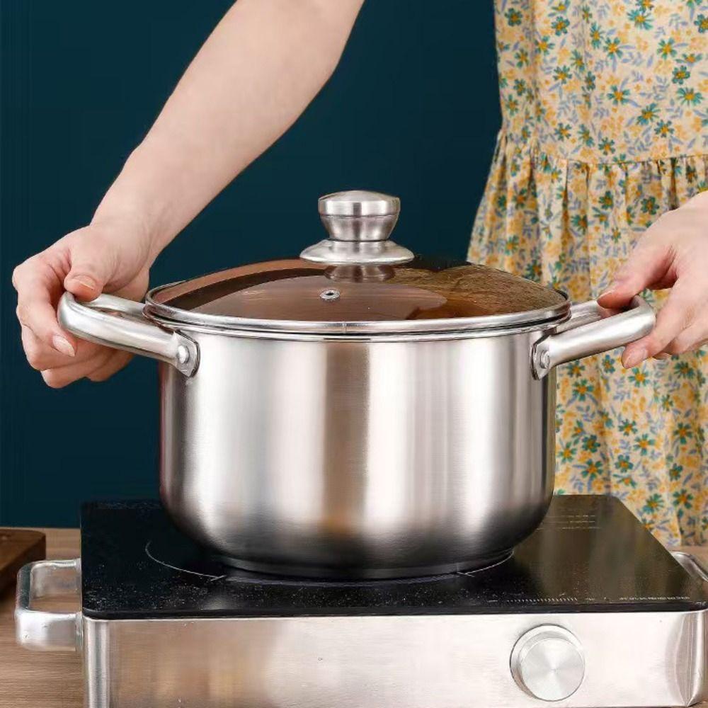 Thickened Soup Pot Flat-bottomed Hot Pot Practical Stainless Steel Stew Pot  Noodle