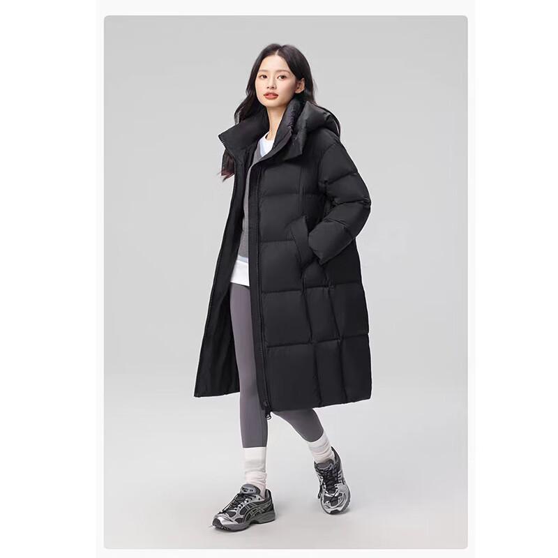 Xuezongfei Lange Daunenjacke mit Kapuze