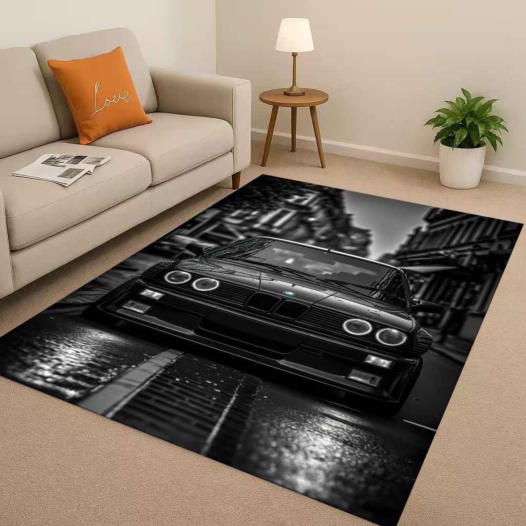Klassischer E36 Rennwagen Cartoon Kunst Moto Wohnzimmer Rutschfeste Teppichläufer Teppich für Schlafzimmer Spielzimmer Sofa, Heimdekoration Fußmatte Geschenk 40cm x 60cm