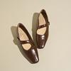 Spring and Autumn Square Toe Shallow Mouth Single Shoes Women's New French Retro Commuter Block Heel Mary Jane Shoes