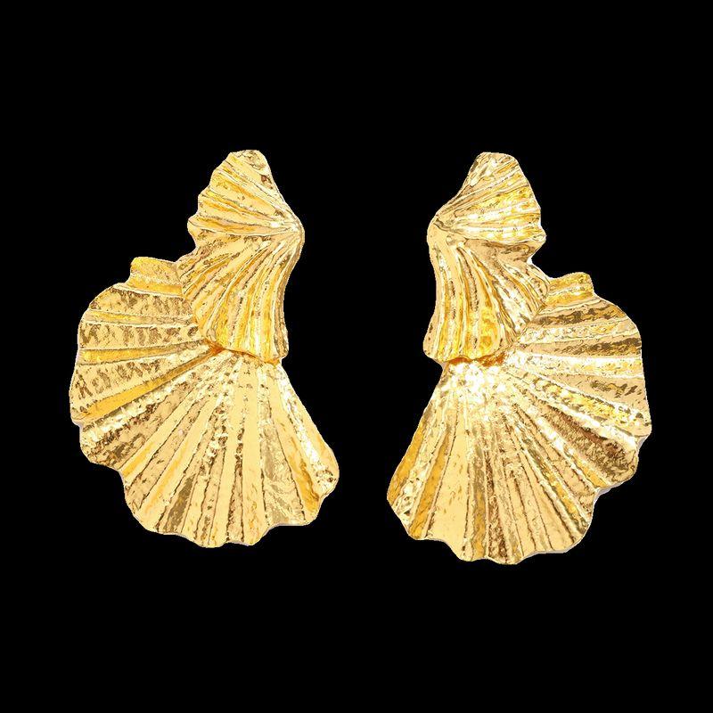 Niche Style Metal Fan-Shaped Female Catwalk Show Model Ear Studs