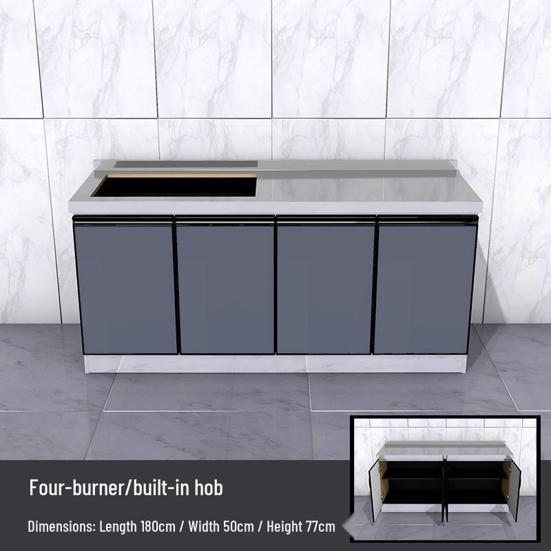 2-Meter Stainless Steel Waterproof Kitchen Cabinet with Sink for Household or Rental Use