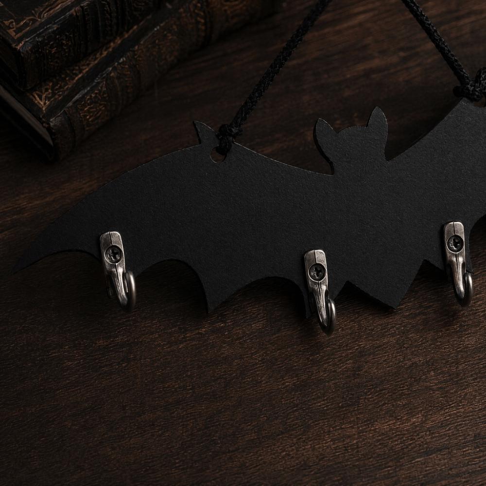 Halloween Wooden Bat Wall Hook Retro Creative Space-Saving Organizer Hanger Rack Convenient Lightweight Gothic Key Rack
