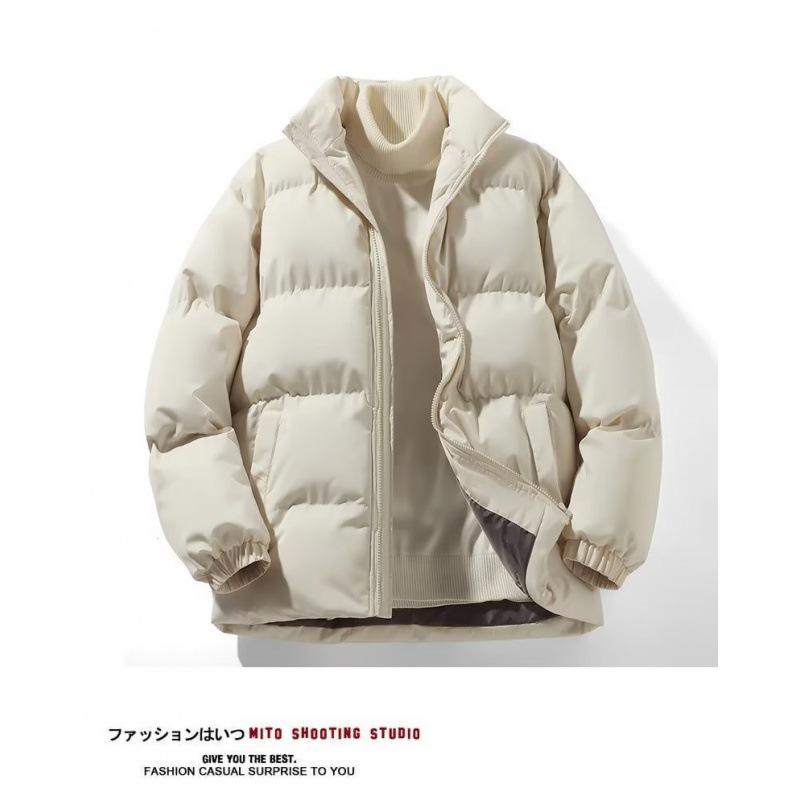 Unisex Stand Collar Thick Cotton Puffer Jacket - Winter Warm