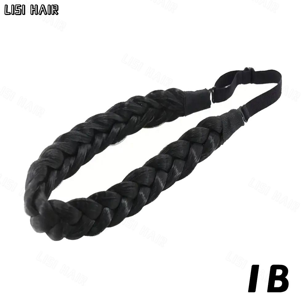 MISSQUEEN Estensioni sintetiche della fascia per capelli intrecciati elastici da 1 pezzo Parrucca classica con trecce larghe e soffici per le donne