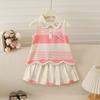 Girls Summer Sleeveless Backless Dress Set with Heart Cutout and Bow