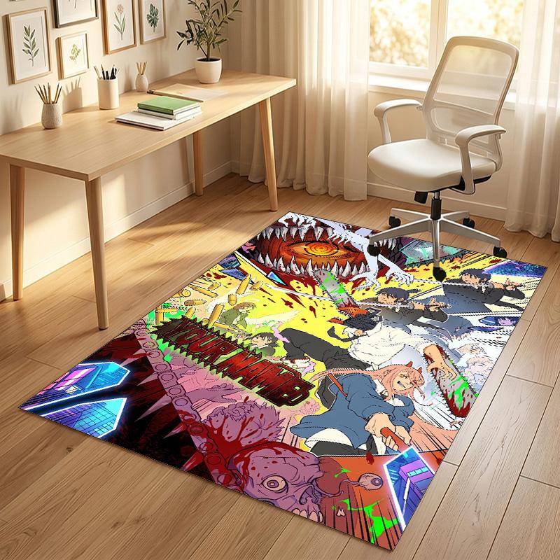 Personalized Crystal Velvet Carpet,Chainsaw Man Custom Printed Name, Plush Area Rug For Home Indoor Decor