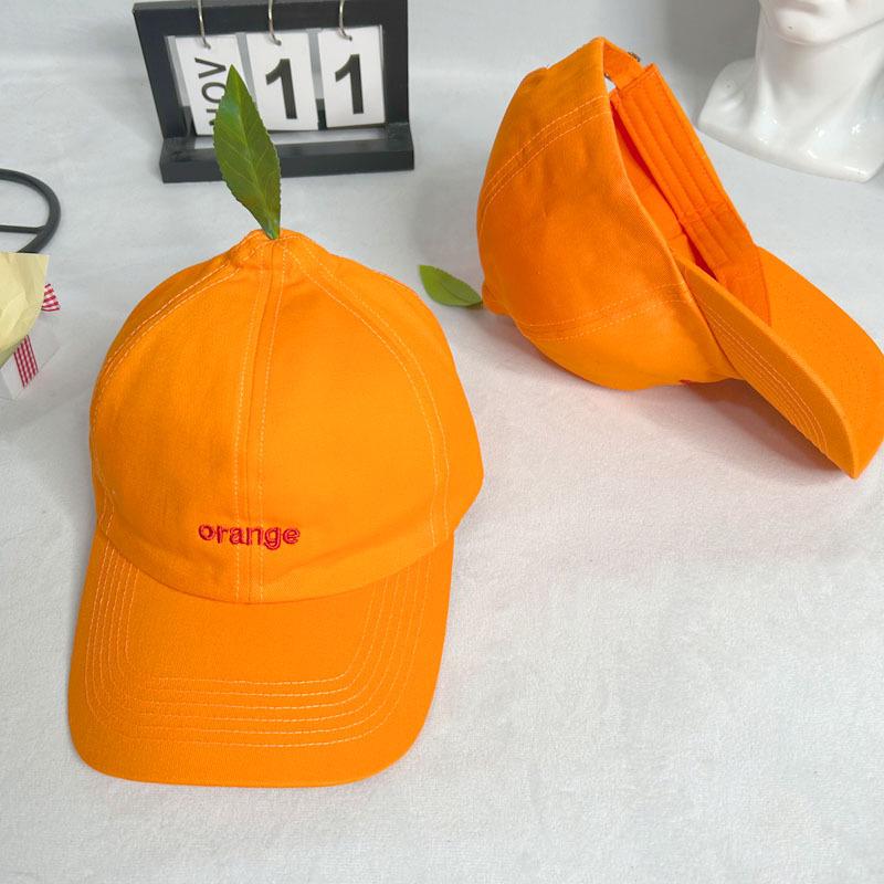 Unisex Designer Orange Duckbill Cap with Cute Letter Embroidery - Stylish Sun Hat for a Slimmer Look
