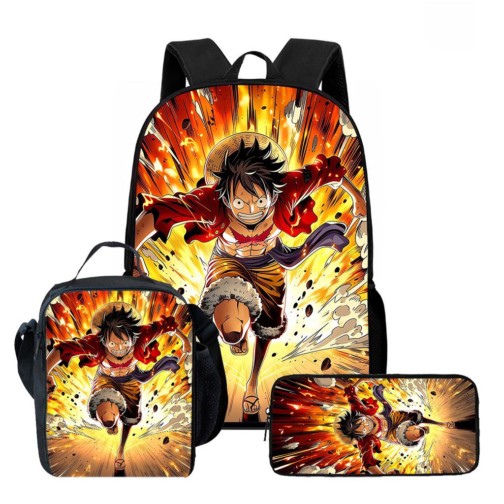 15 Inch One Piece 3-in-1 Backpack Set Unisex for Boys and Girls Age 6-10, Light Weight School Kit with Lunch Bag & Pencil Case