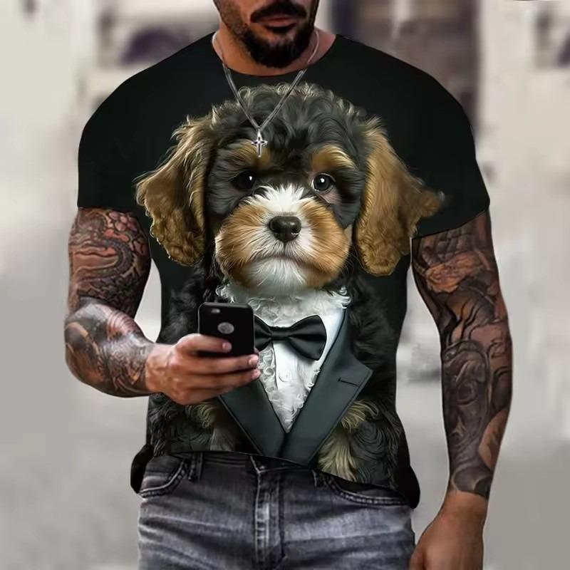 Dog Graphics T-Shirt for Men 3d Printing Tees Ferocious Animal Camisetas Pattern Short Sleeve Tops Summer Casual Men's Clothing