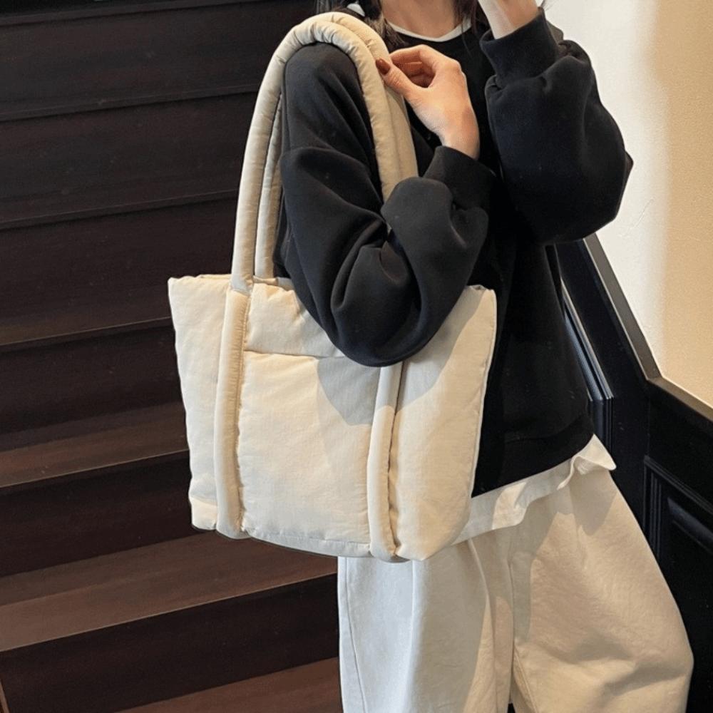 Nylon Large Capacity Handbag with Compartments Puffer Carryall Bag Casual Shoulder Bag Women