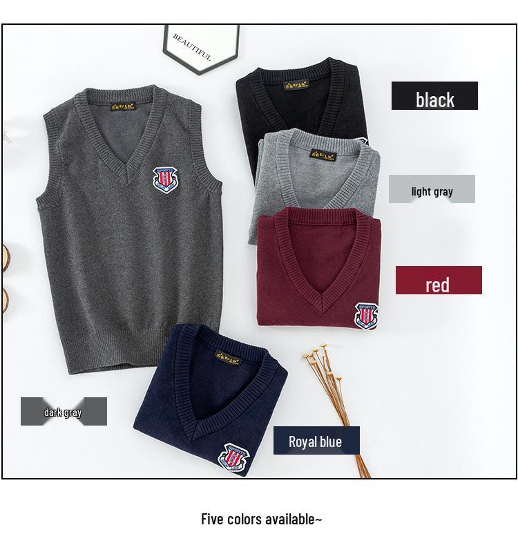 2025 Autumn Korean Kids' Knitted Sweater Vest - Girls & Boys College Style