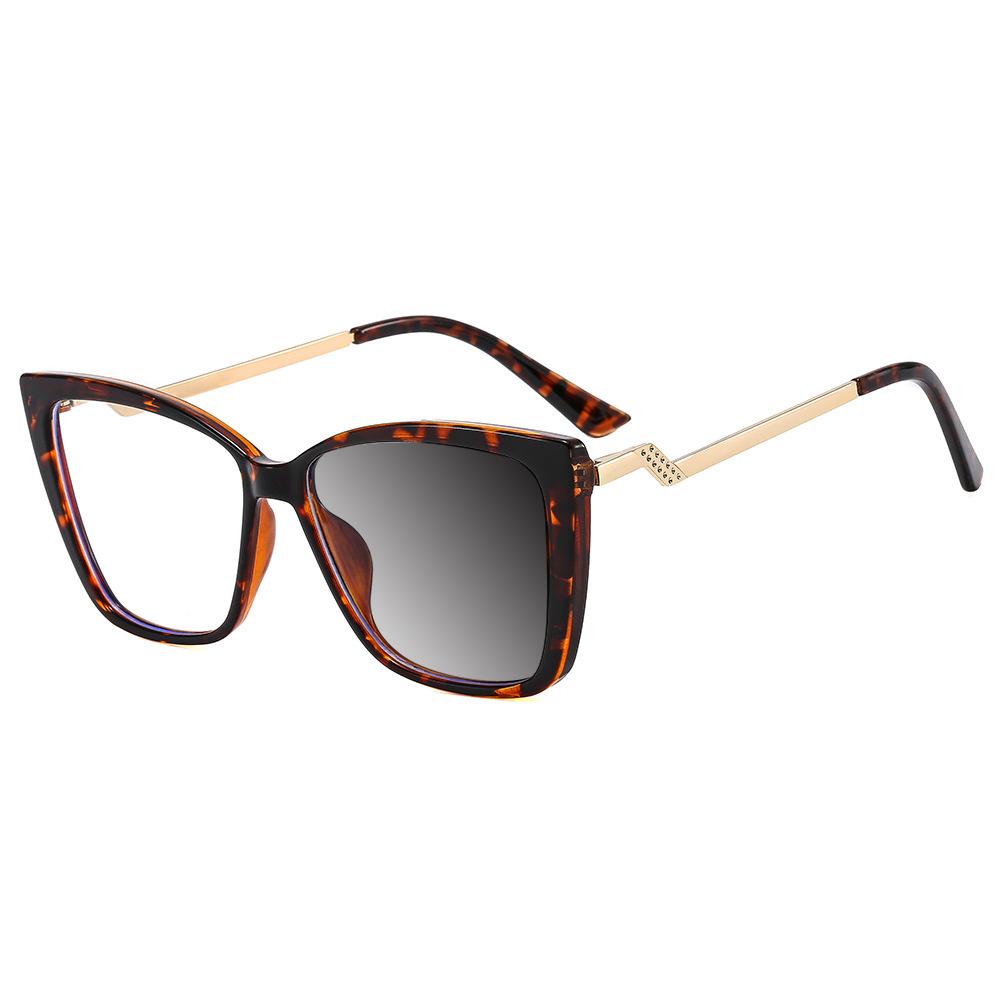 Fashion Brand Retro Square Leopard Women Eyeglass Frame Photochromic Anti Blue Light Reading Glasses