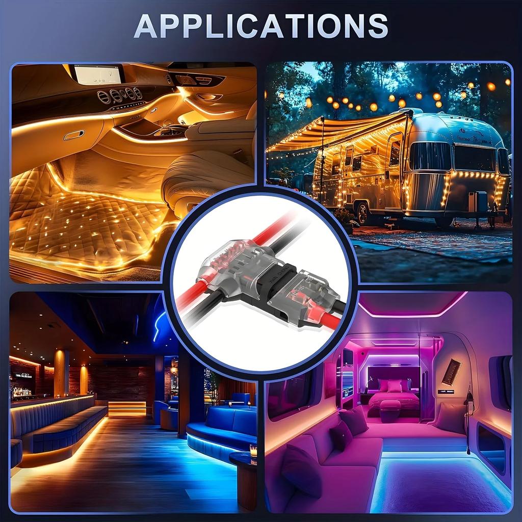 Low Voltage Wire Connector, Quick Terminal Connections Solderless Wire Splice Connector, T Tap Wire Connectors