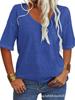 Women's V-Neck Short Sleeve Loose T-Shirt - Casual Basic Top