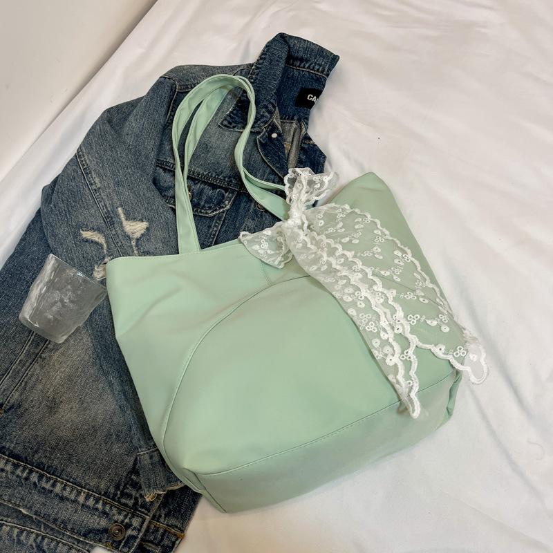 

Japanese and Korean version of foreign style big bag niche design lazy style new casual fashion women s simple spring tote bag зелений