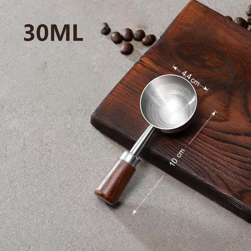 304 Stainless Steel Measuring Spoon Coffee Bean Spoon 30Ml Walnut Handle Coffee Powder Spoon Baking Spoon