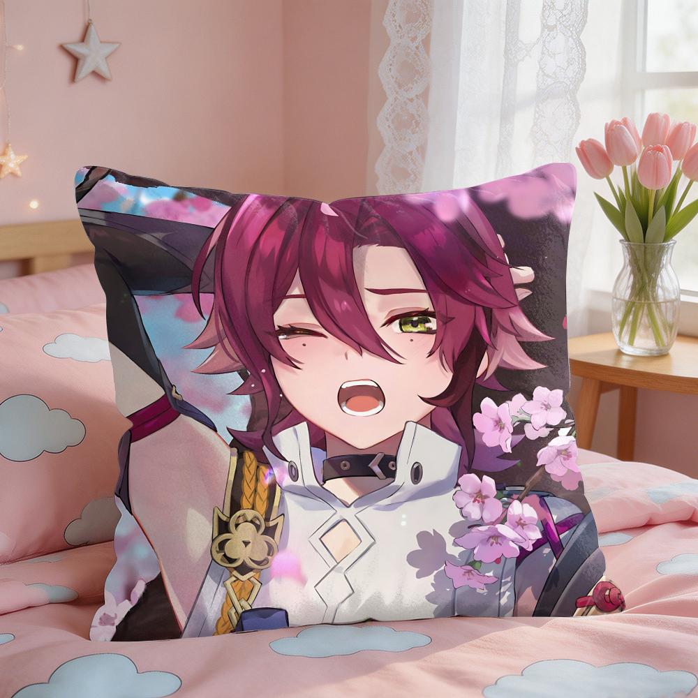 Shikanoin Heizou Genshin Impact Cushion Cover Square Short Plush Pillow Case Living Room Sofa Home Decor Funda X