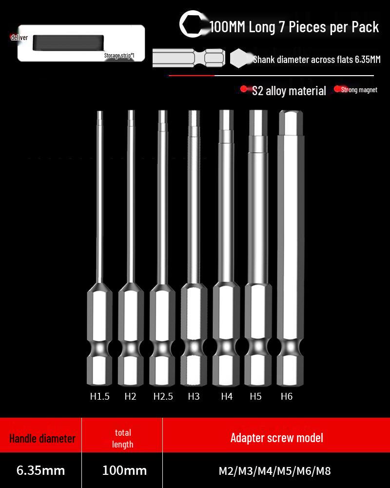 Hexagonal Screwdriver Bit Extension for Electric and Air Screwdrivers
