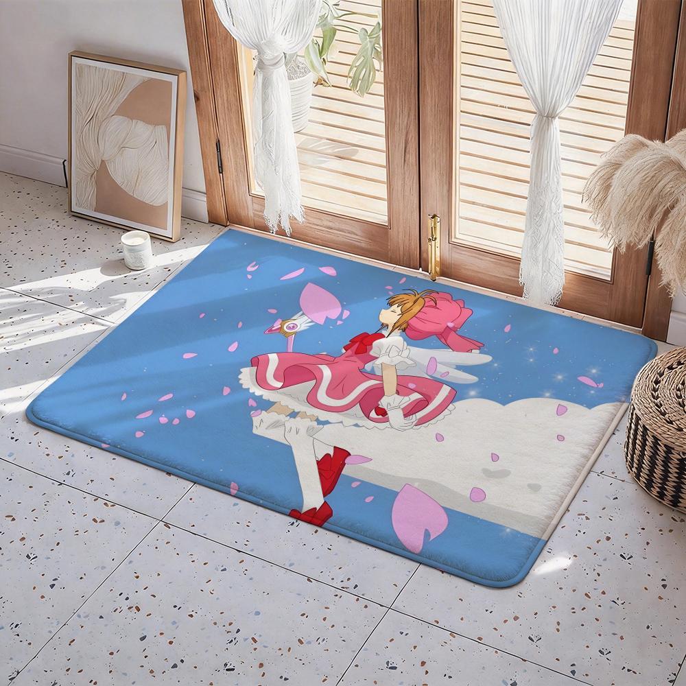 C Cardcaptor S Sakura Cartoon Floor Mat Eco Flannel Doormat Non Slip Odorless Indoor Floor Rug Soft Short Plush Home Mat