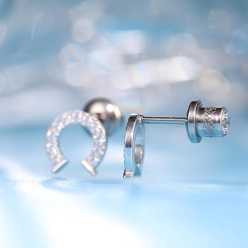Limerencia Pure Titanium Earrings Medical Use Leaving the Second Piercing On Titanium Compatible with Metal Allergies Screw Type Earrings Won't Fall