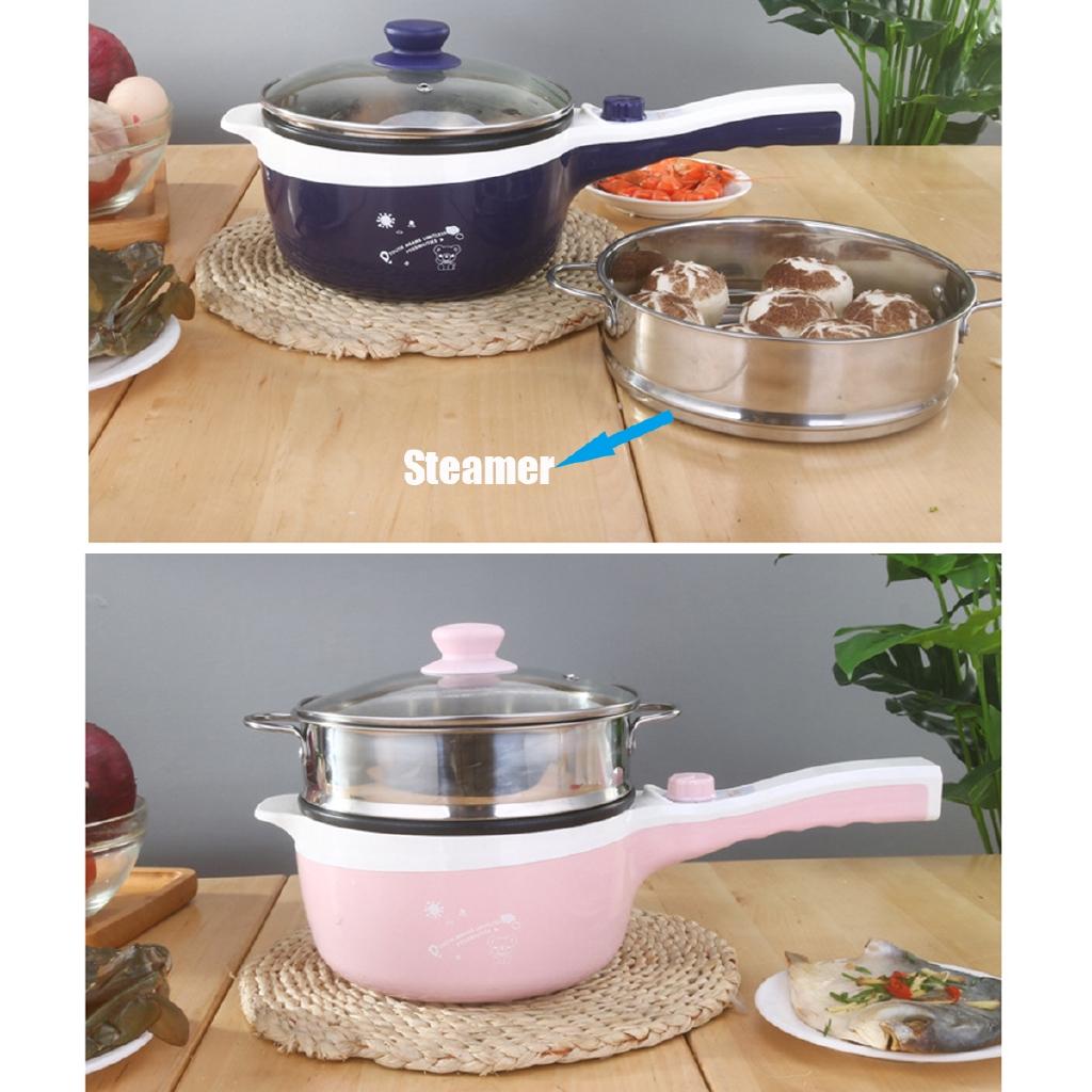2 Layers 1.6L Electric Mini Non-stick skillet Cooking pot Rice Cooker MultiCookers Portable Food Steamer & 7 Gifts