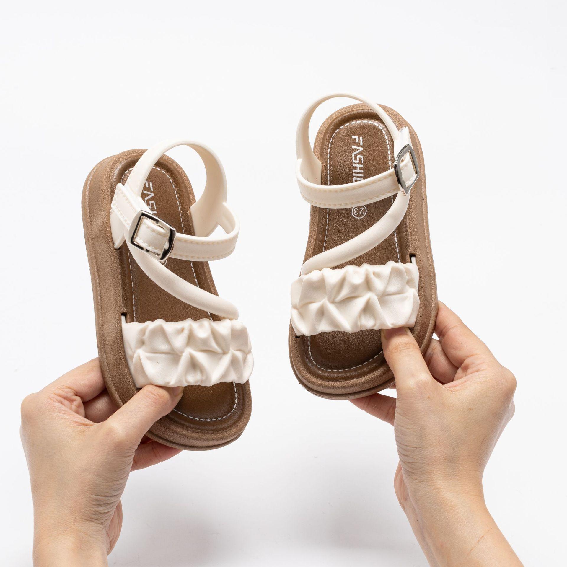 Girls Sandals Princess Shoes Soft Bottom Fashion Versatile College Style Summer Little Girls Roman Shoes 21