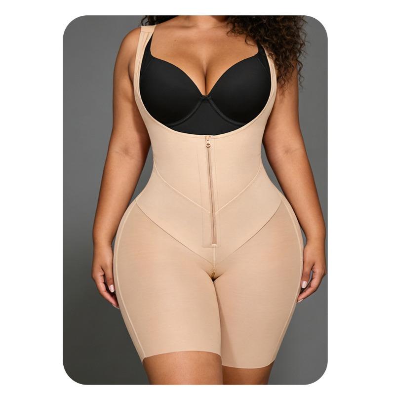Women Thin Zip Up Tummy Control Waist Shaping Hip Lifting Bodysuit Shapewear