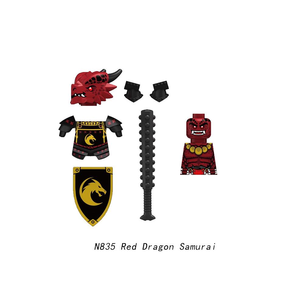 Medieval Castle Soldier Action Figures Building Block Dragon Anime Knight Accessory Warhorse Militia Helmet Shield Toy Gift S015