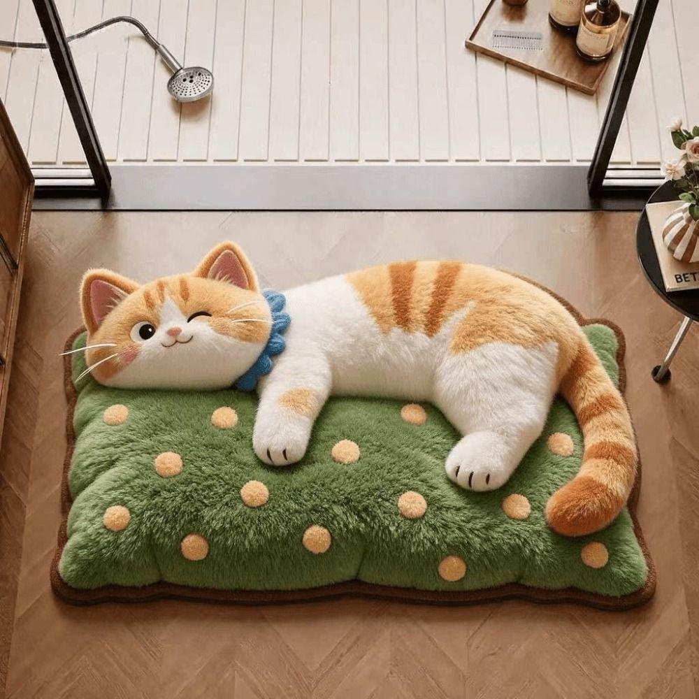 Non-Slip Cat  Area Rug 2D Cartoon Carpet Soft Home Decor Carpet  Living Rooms