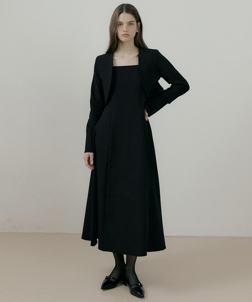Riorg Rie Round Jacket With Flare Sleeveless Ops Black