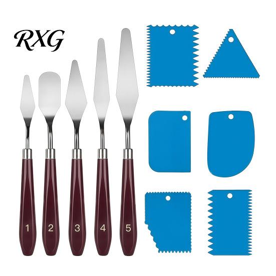 Color Mixing Spatula Set 5Pcs Palette Knife with 6 Paint Scraper, Stainless Steel Durable Scrapers Knife, Oil Metal Knives for Texture Art Blending