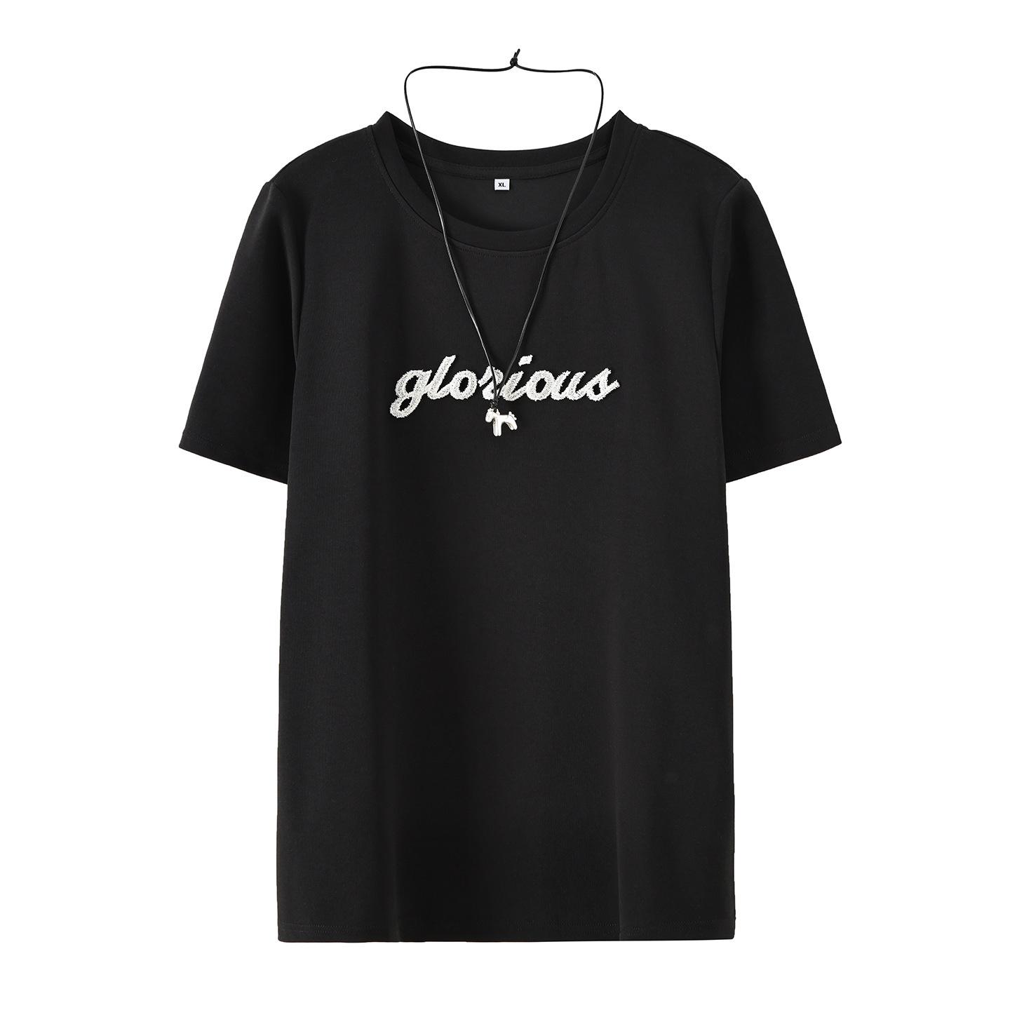 

Zhi Xuan Plus Size Korean Style Women s Simple Short Sleeve Pullover T-Shirt - Spring 2026 Loose Casual Slimming Top XL (130-150 jin) чёрный