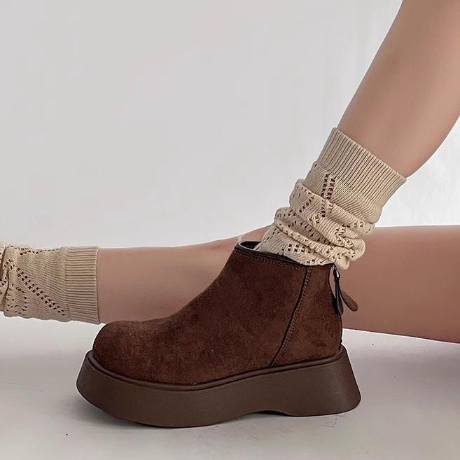 Bottes de neige à plateforme décontractées mignonnes moches pour femmes 2025 automne et hiver nouvelles collège Fengsen grosse tête navettage chaud grandes chaussures en coton