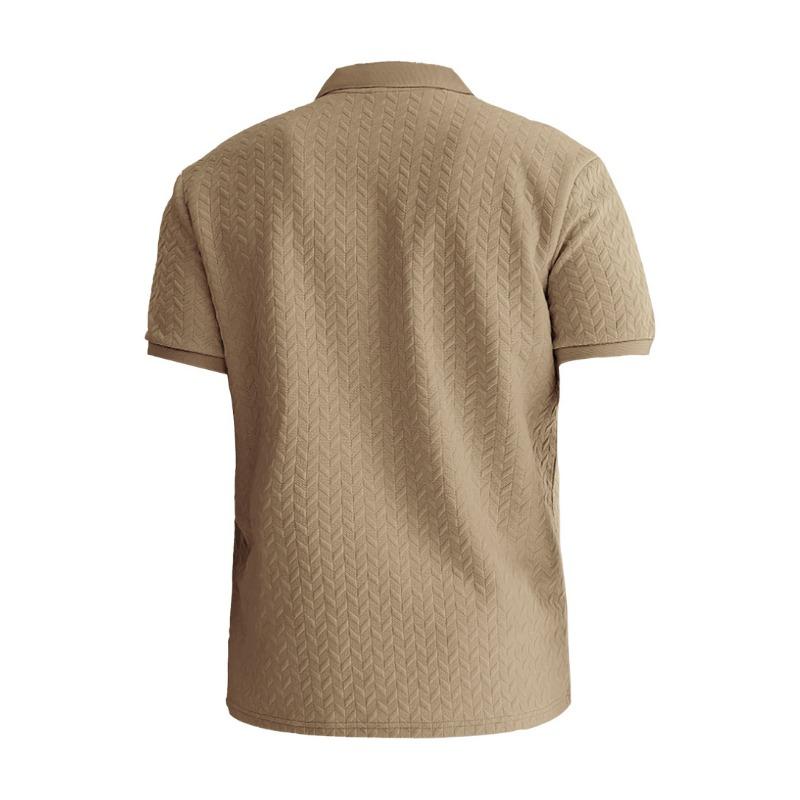 Men's Textured Polo Shirt | Short Sleeve Knit Collar Casual Top