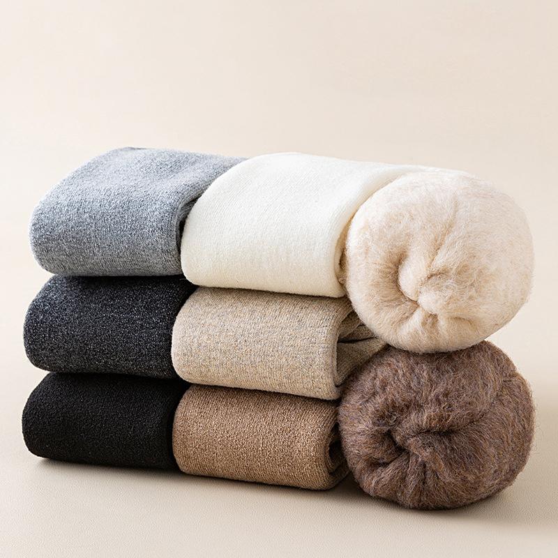 Calcetines largos y cálidos de invierno para mujer, de tubo grueso y alto, por encima de la rodilla, hasta la rodilla, de rizo, de color liso, gruesos, hasta la pantorrilla