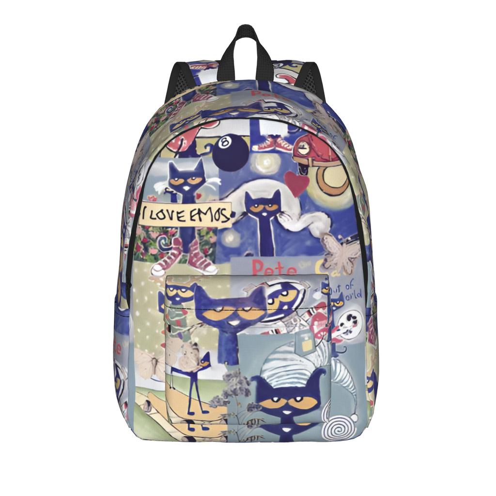 Pete the Cat Cool Kitten Casual Backpack Sports High School Business Cartoon Daypack Laptop Computer Canvas Bags