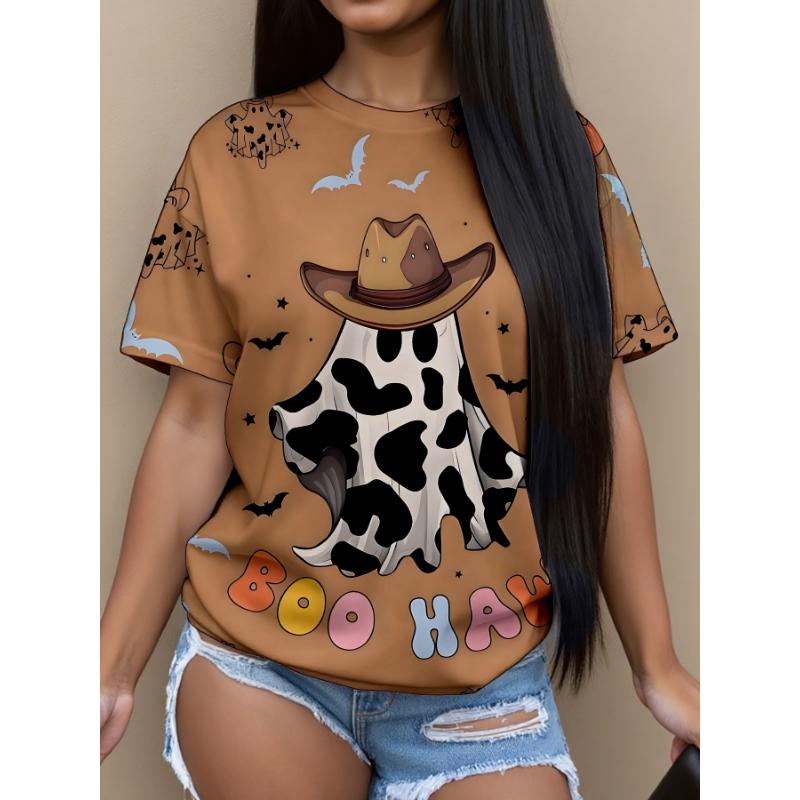 Fashion Women's Clothing Crew Neck Short Sleeve 3D Christmas Color Printing Christmas Short Sleeve Crew Neck T-Shirt
