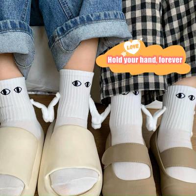 10 Pares Meias Magnéticas de Sucção para Casal Meias com Alça Desenho Animado Fofo Mão Segurando Meias Magnéticas Meias de Casal de Mãos Dadas