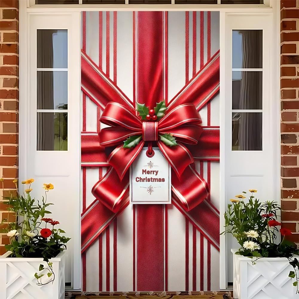 Door Hanging Christmas Door Banner Background Holiday Props Door Curtain Old Man Snowman Atmosphere Arrangement Door Banner