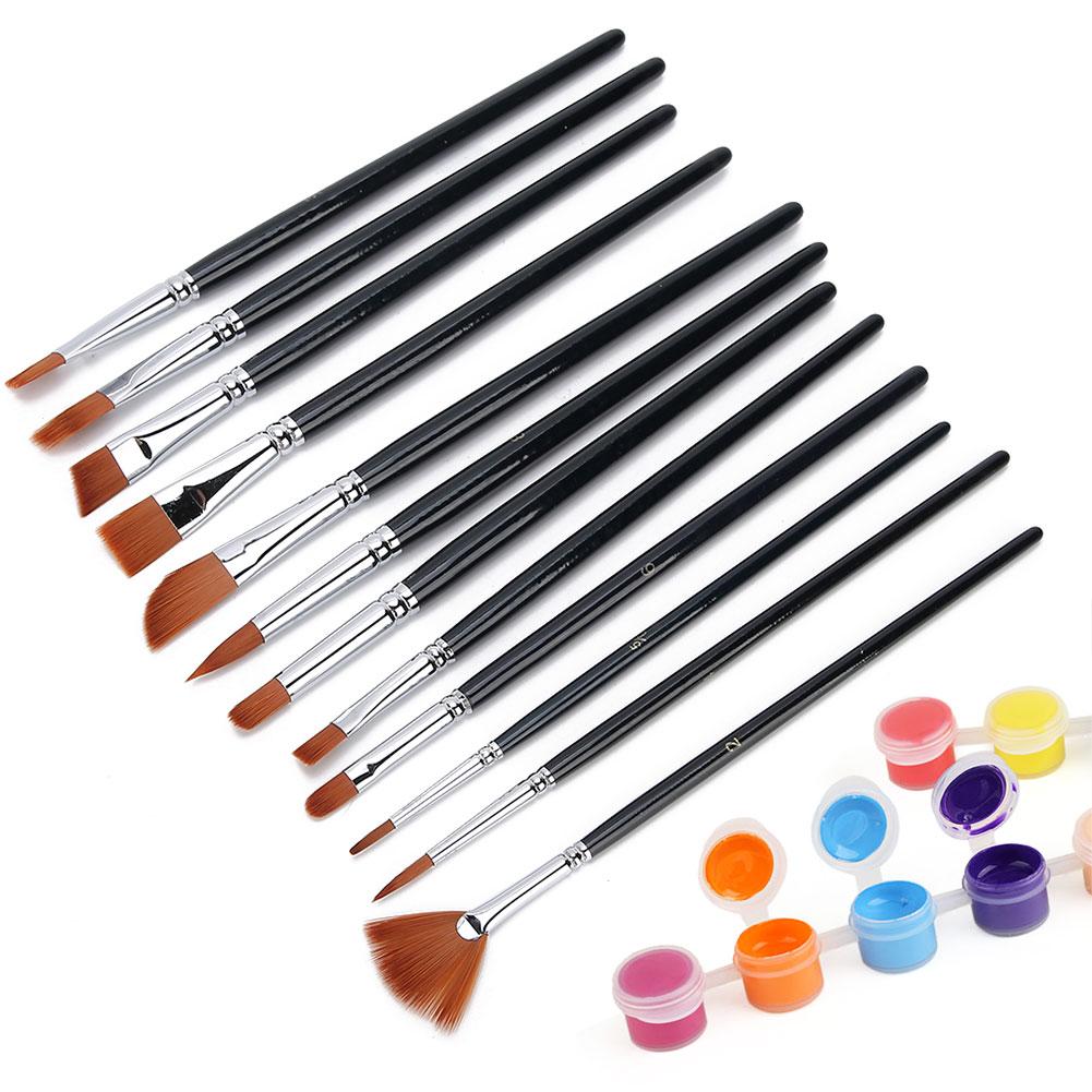 12pcs Nylon Hair Drawing Brush Various Specification Short Rod Drawing Pens for Gouache Oil Painting