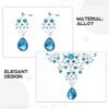 EXCEART Women's Blue Necklace and Earring Set, Lightweight, 2-Piece, 11.8x7.9 Inches, Elegant Ornament for Weddings, Bridal, and Parties
