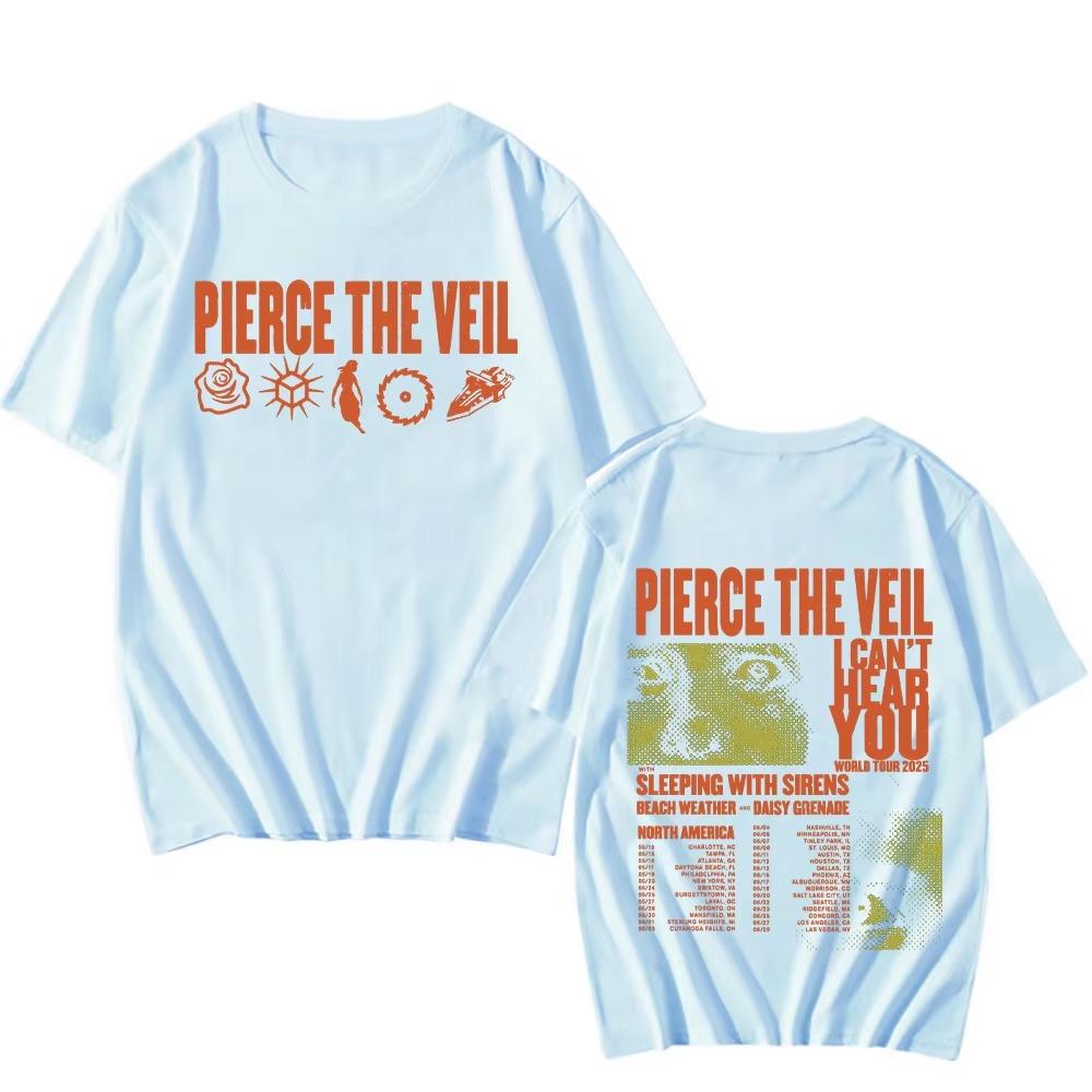 Pierce The Veil I Can’t Hear You World Tour T-shirts Two Sides Unisex TShirts Men Women's Music Tees Punk Tops